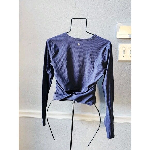 Lululemon All it Takes Back Twist Ribbed Long Sleeve Nightfall Size 6 - Picture 3 of 6